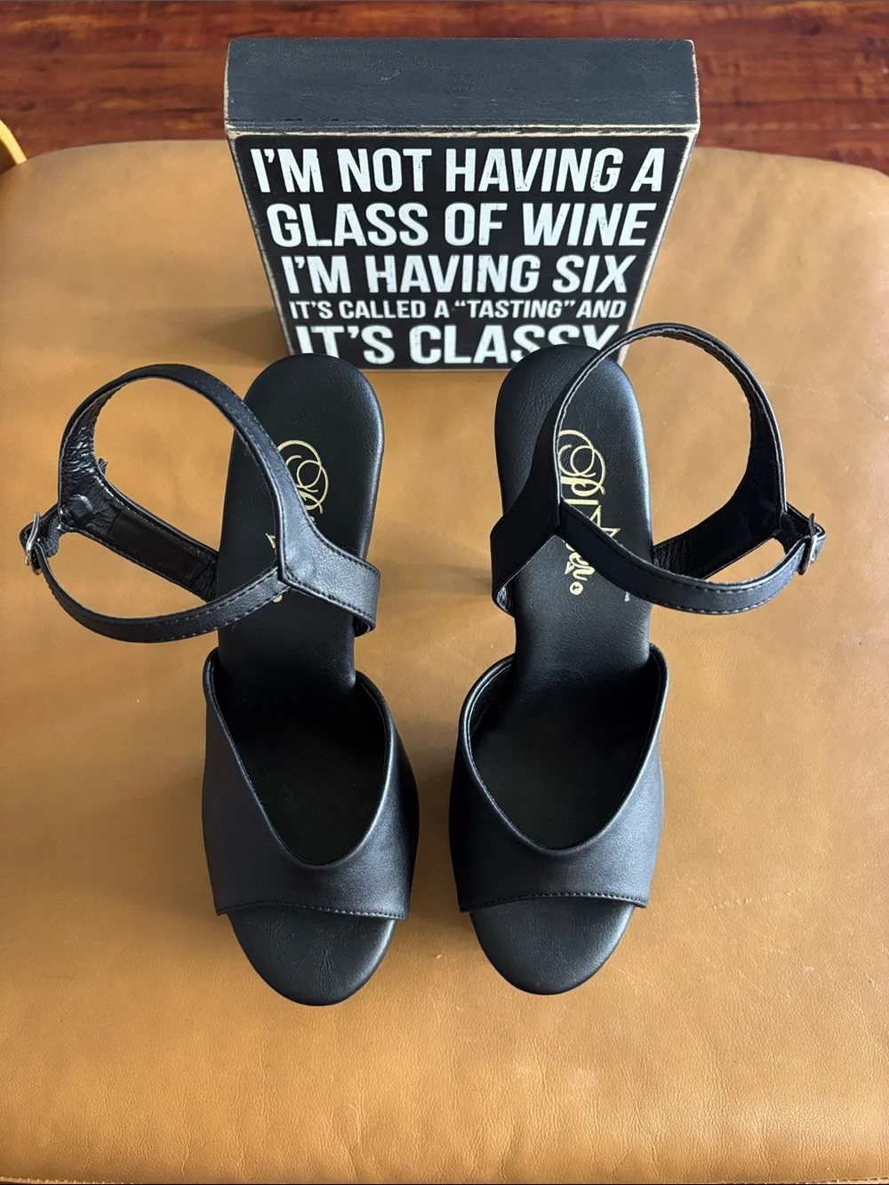 Pleaser Aspire-609 Black Platform Peep-Toe Ankle Strap Stripper Heels